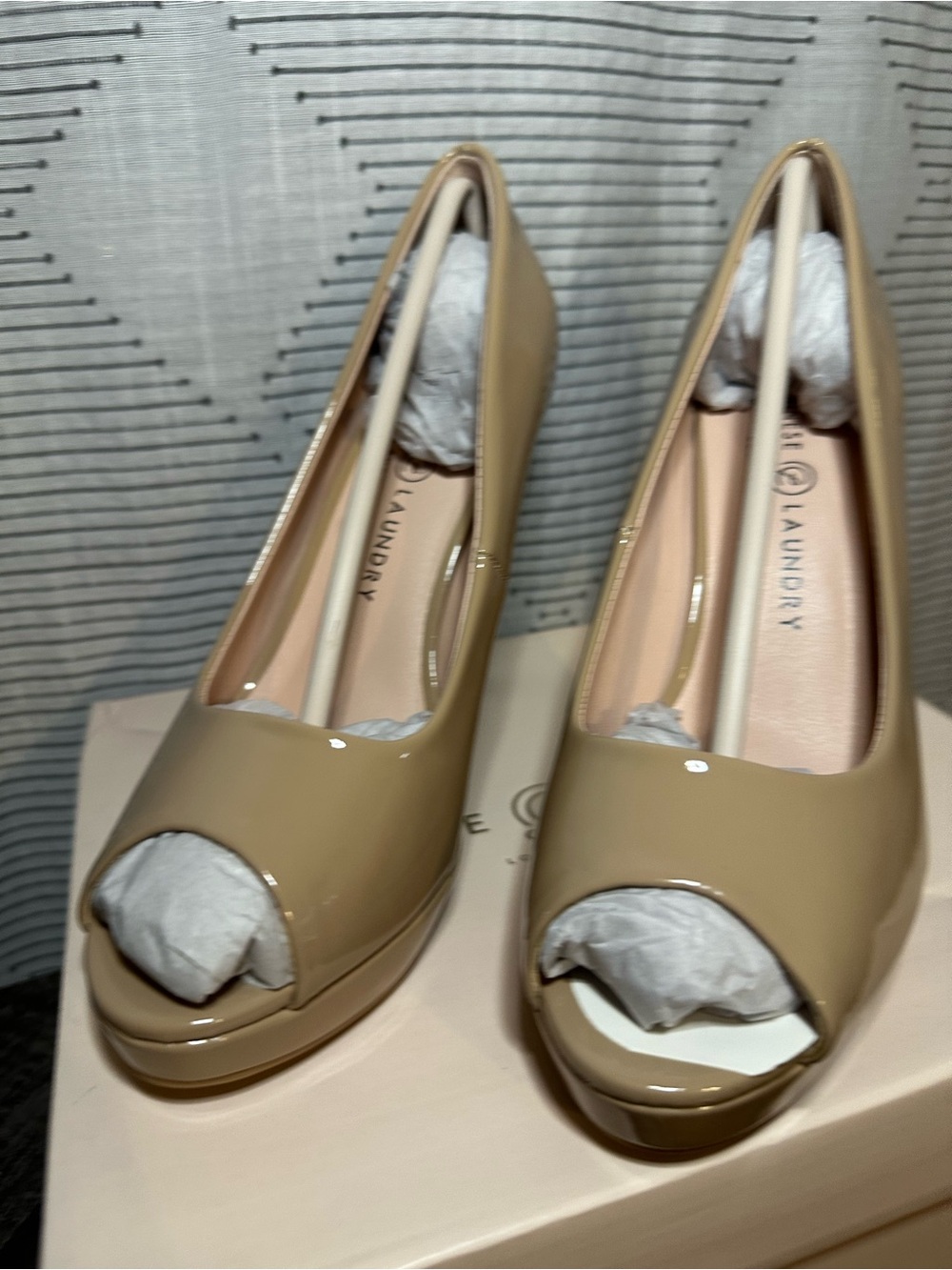 Chinese Laundry Nude Patent Peep-Toe Heels